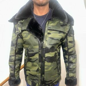 Leather fur stylish coat
